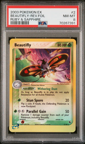PSA NM-MT 8 Beautifly-Rev.Foil(2/109) [Ex Ruby & Sapphire] - 70267391