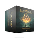 Elden Ring: The Board Game box set showing the game's dark fantasy packaging with golden Erdtree symbol against a moody landscape. The large square box features atmospheric artwork with a silhouetted figure beneath a glowing tree-like emblem surrounded by swirling golden light. The packaging displays the game's subtitle "Realm of the Grafted King" and maintains the distinctive visual style of the acclaimed video game franchise.