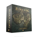 Elden Ring: The Board Game - Weeping Peninsula expansion box displaying dark, atmospheric artwork featuring a detailed fantasy map. The large square game box showcases a moody, medieval-style illustration with muted earth tones and golden text against a weathered, parchment-like background. The cover art depicts the intricate cartography of the Weeping Peninsula region with mountainous terrain, coastlines, and various geographical features rendered in an antique map aesthetic.