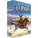 Box cover of Great Western Trail: El Paso featuring a cowboy on horseback swinging a lasso while riding through a dusty plain with cattle herds visible in the background and a distant train.