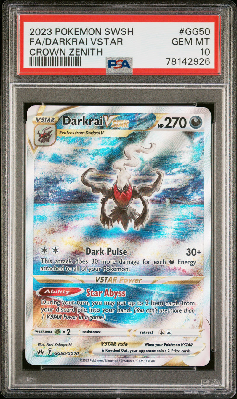 PSA GEM MT 10 Darkrai Vstar (GG50/GG70) [Sword And Shield Crown Zenith] - 78142926