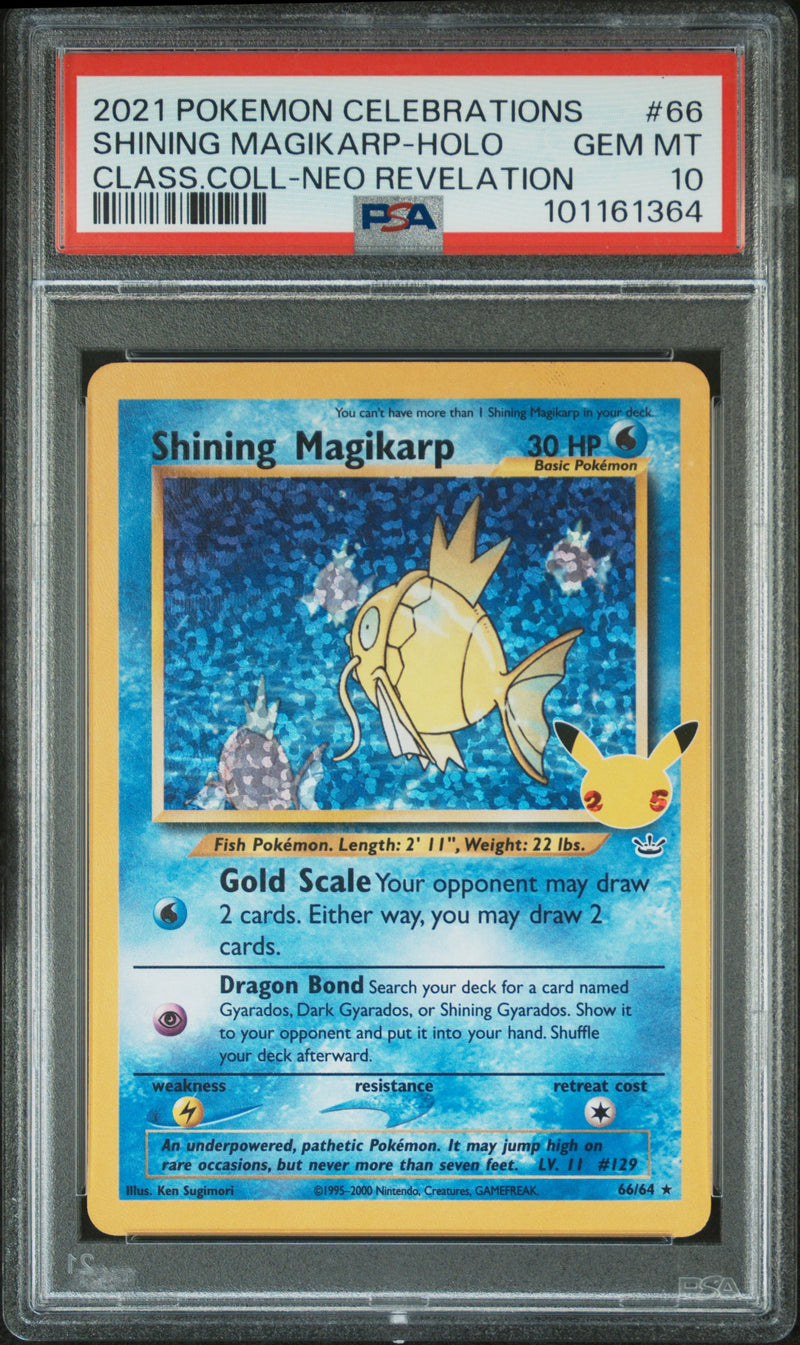 PSA GEM MT 10 Shining Magikarp (66/64) [Celebrations: 25th Anniversary - Classic Collection] - 101161364