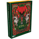 Betrayal: The Yuletide Tale board game box featuring dark holiday artwork with a menacing red jester-like creature surrounded by animal skulls and twisted Christmas decorations on a dark green background. 