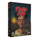 Box art for "Final Girl" horror board game expansion featuring a frightened young woman with blood spatters on her face against a dark, ominous background. The bright red title "FINAL GIRL" appears prominently at the top of the box, with "THE EYELESS" monster designation shown at the bottom.
