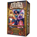 For the Queen storytelling card game box featuring ornate stained glass-style artwork with diverse fantasy queens and characters. The decorative packaging displays multiple illustrated women in regal attire including crowns, elegant clothing, and fantasy elements, framed by roses and ornamental borders. 