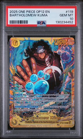 PSA GEM MT 10 Bartholomew Kuma [Op12-Legacy Of The Master] - 130234452