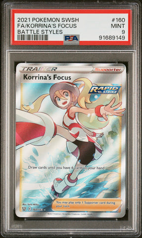 PSA MINT 9 Korrina's Focus (160/163) [Sword & Shield: Battle Styles] - 91689149