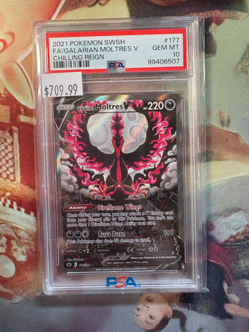 PSA GEM MT 10 Galarian Moltres V (177/198) [Sword & Shield: Chilling Reign] - 99406507
