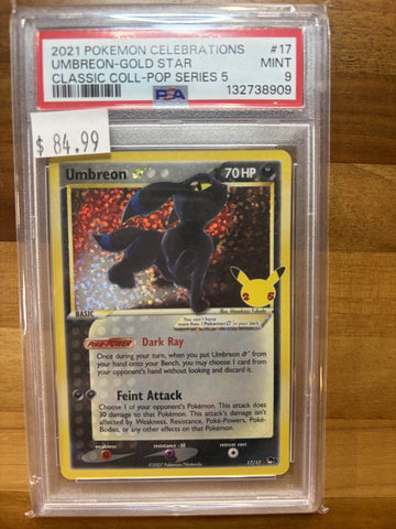 PSA MINT 9 Umbreon-Gold Star (17/17) [Celebrations Classic Collection] - 132738909