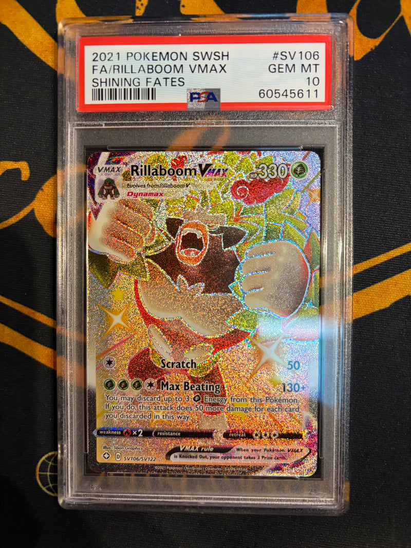 PSA GEM MT 10 Rillaboom VMAX (SV106/SV122) [Sword & Shield: Shining Fates] - 60545611