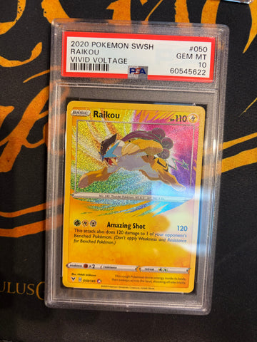 PSA GEM MT 10 Raikou (050/185) [Sword & Shield: Vivid Voltage] - 60545622