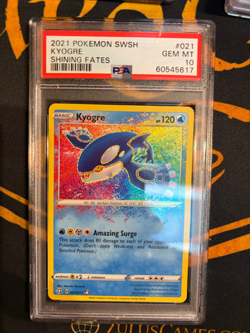PSA GEM MT 10 Kyogre (021/072) [Sword & Shield: Shining Fates] - 60545617