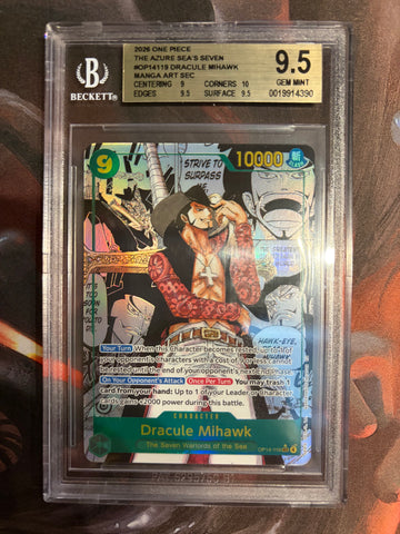 BGS 9.5 Dracule Mihawk MANGA ART [The Azure Sea's Seven] - 19914390