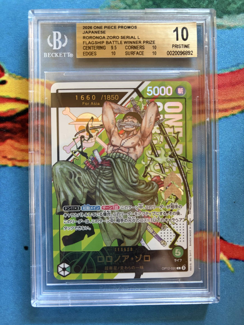 BGS 10.0 Roronoa Zoro SERIAL [One Piece Card Game Promos Japanese] - 20096892