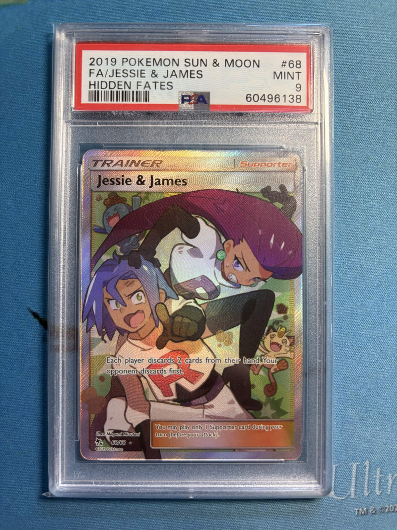 PSA MINT 9 Jessie & James (68/68) [Sun & Moon Hidden Fates] - 60496138