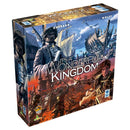 It's a Wonderful Kingdom board game box featuring dramatic fantasy artwork with a naval officer character in the foreground and a warrior in battle scene below. The box art displays a split composition with ships and maritime elements in the blue upper portion contrasting with fiery red battle scenes in the lower half. The game title is prominently displayed in large white text across the center of the box design.