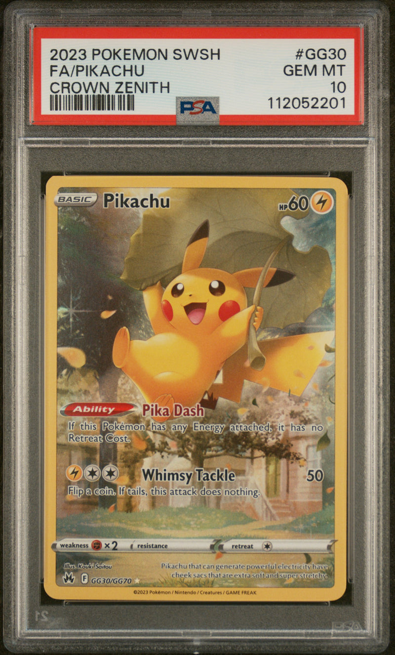 PSA GEM MT 10 Pikachu (GG30/GG70) [Sword And Shield Crown Zenith] - 112052201