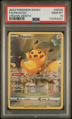 PSA GEM MT 10 Pikachu (GG30/GG70) [Sword And Shield Crown Zenith] - 112052201