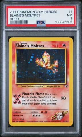 PSA NM 7 Blaine'S Moltres (1/132) [Gym Heroes] - 108845505