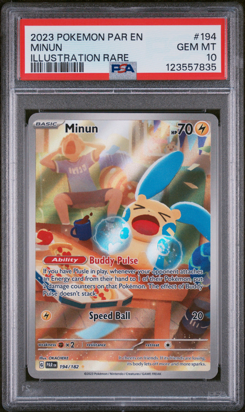 PSA GEM MT 10 Minun (194/182) [Scarlet & Violet: Paradox Rift] - 123557835