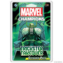 Marvel Champions card game scenario pack with Loki atop a throne