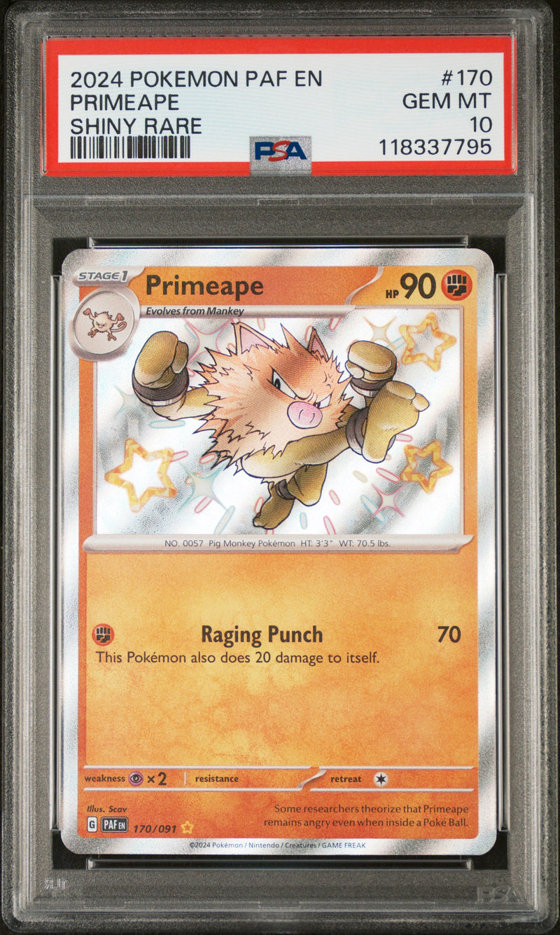 PSA GEM MT 10 Primeape (170/091) [Paf En-Paldean Fates] - 118337795