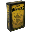 Marvel Villainous: Twisted Ambitions board game box featuring a dramatic yellow and black color scheme with a silhouetted villain figure prominently displayed on the front. The box has a sleek, comic book-inspired design with the Marvel logo at the top and "Villainous" in bold lettering across the center. 