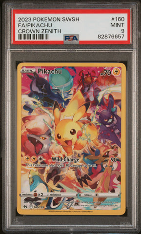 PSA MINT 9 Pikachu (160/159) [Sword And Shield Crown Zenith] - 82876657