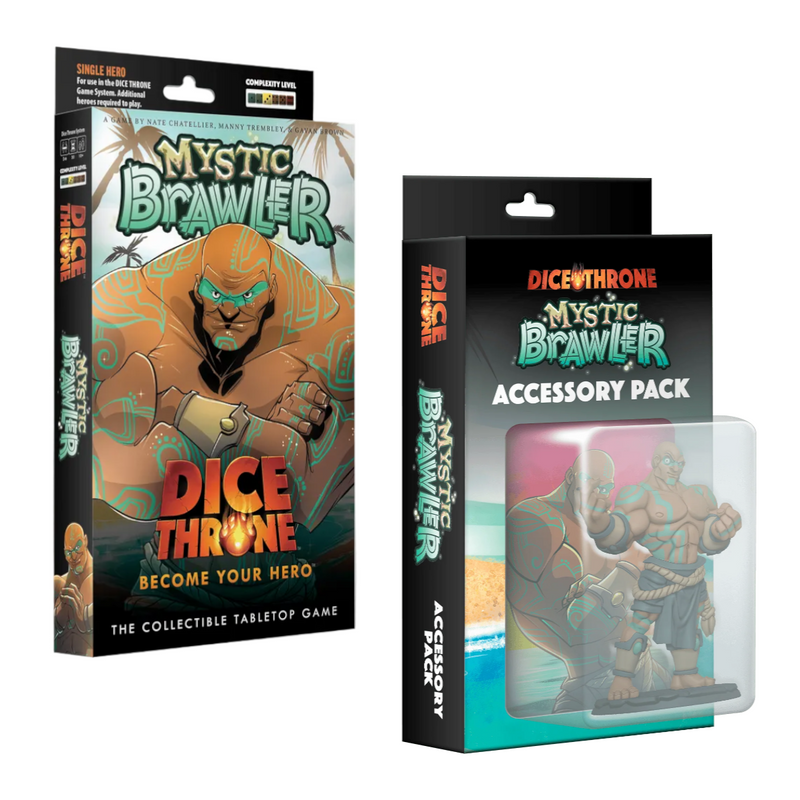 Dice Throne: Mystic Brawler: Hero Pack, Accessory Pack, & Playmat Bundle