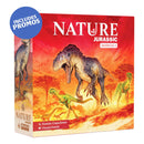 Nature Jurassic Module 2 packaging with dinosaurs running through a bright red landscape. 