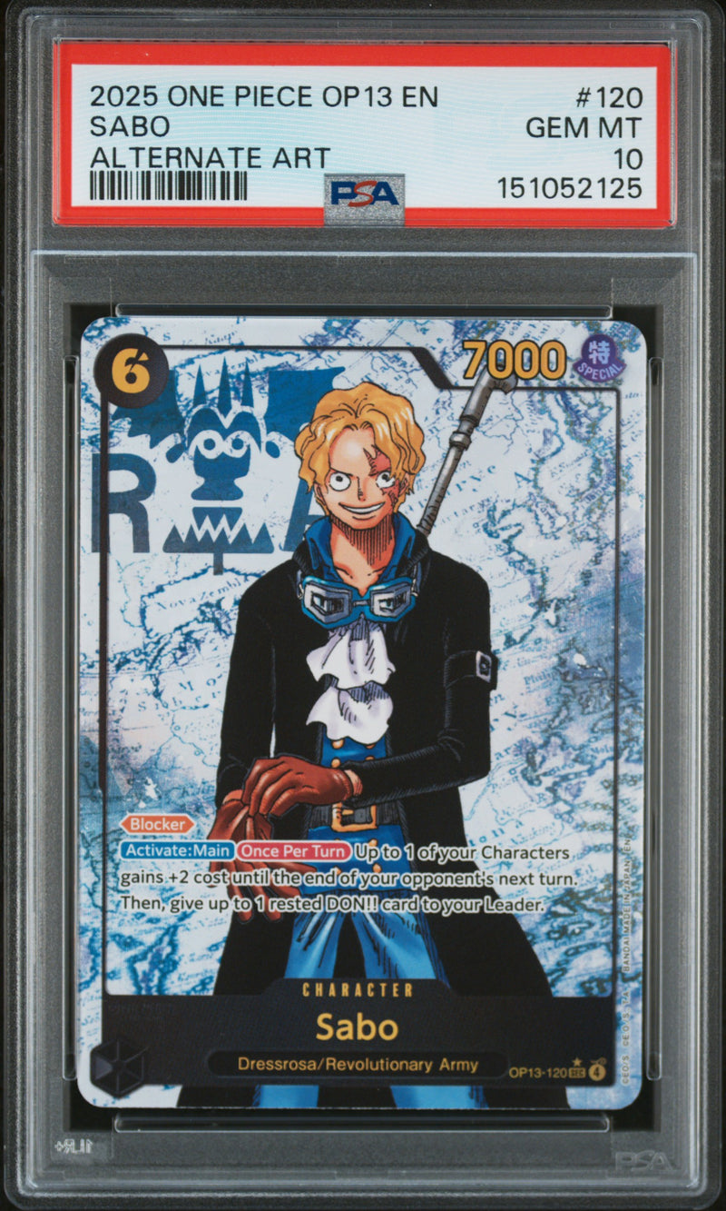 PSA GEM MT 10 Sabo [Op13-Carrying On His Will] - 151052125