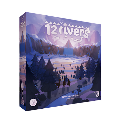 12 Rivers board game box featuring a wintery landscape. 