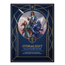 Cover of 'Stormlight Handbook' with characters and decorative elements on a blue background
