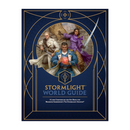 Book cover of 'Stormlight World Guide' with characters and decorative elements on a blue background