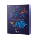 Moonrakers Titan Edition board game box featuring a dramatic space scene with planets, spaceships, and cosmic elements against a deep blue starfield background.