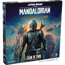 The box features the iconic Mandalorian in beskar armor at the center holding a blaster, with Grogu by his side, against a blue-gold sky backdrop. Supporting characters from Season 2 are visible including Ahsoka Tano, Luke Skywalker, and other allies.