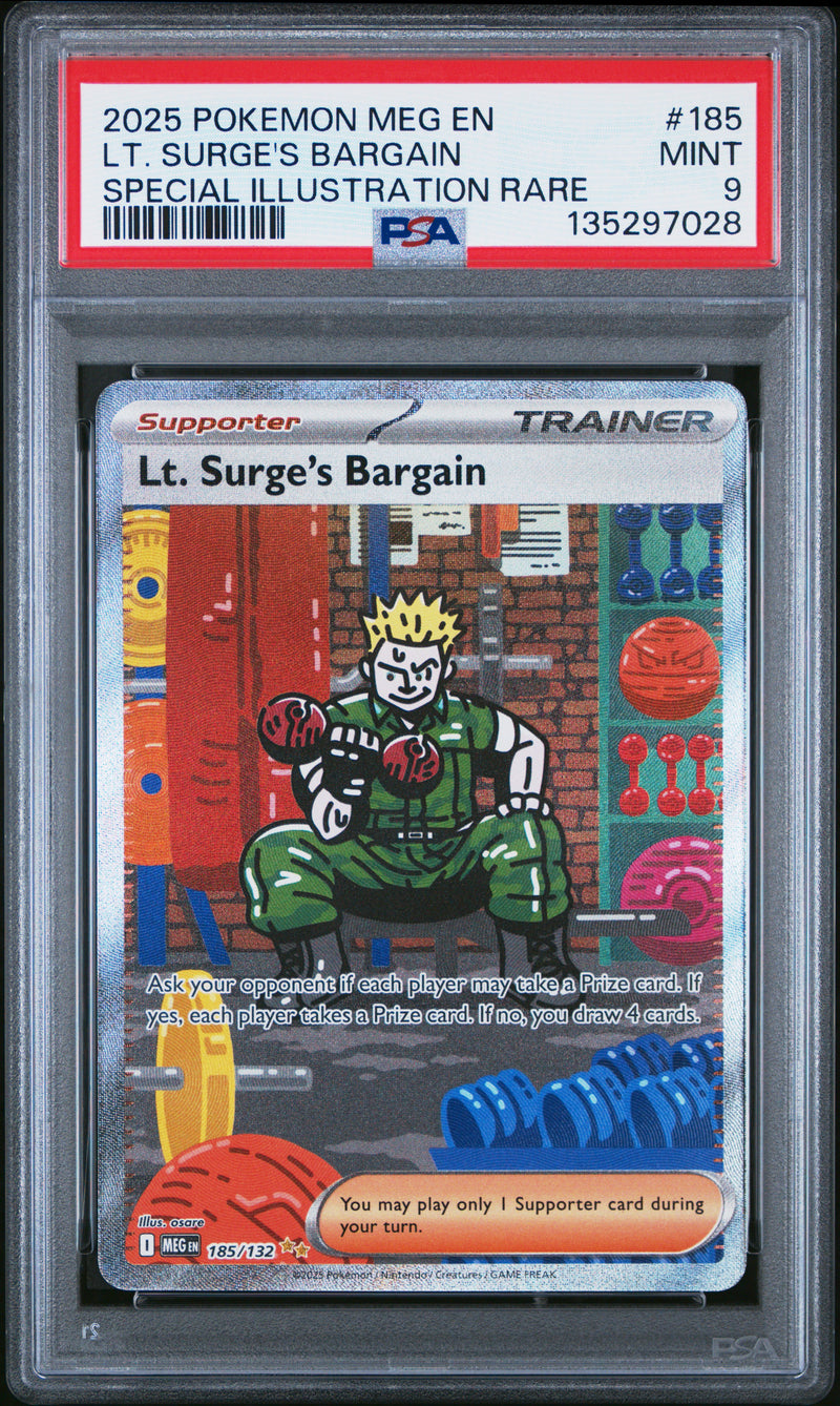PSA MINT 9 Lt. Surge'S Bargain(185/132) [Meg En-Mega Evolution] - 135297028