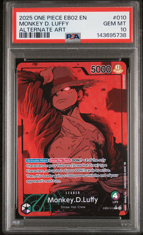 PSA GEM MT 10 Monkey D. Luffy [Eb02-Extra Booster -Anime 25Th Collection-] - 143695738