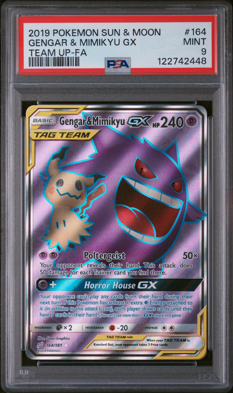 PSA MINT 9 Gengar & Mimikyu GX (164/181) [Sun & Moon: Team Up] - 122742448