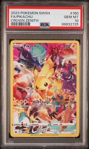 PSA GEM MT 10 Pikachu (160/159) [Sword And Shield Crown Zenith] - 99832725
