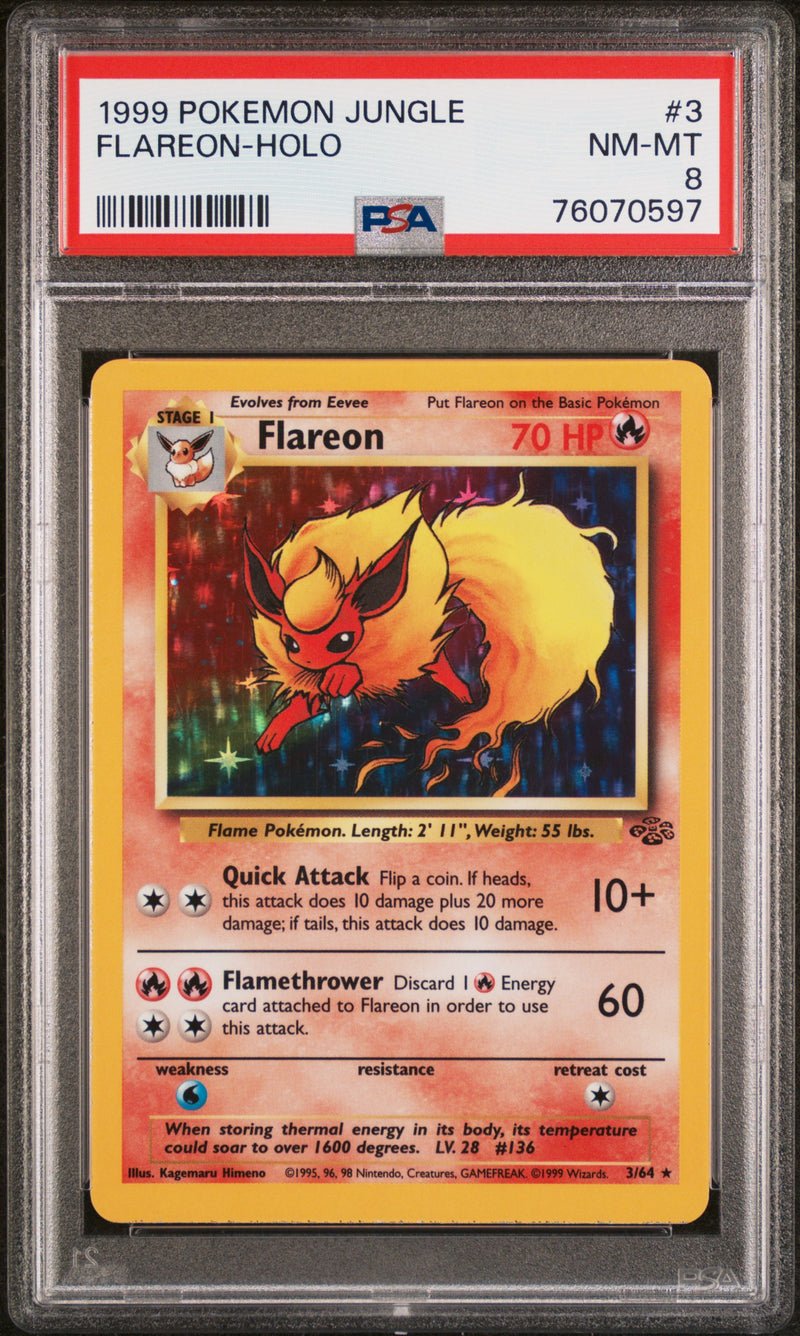PSA NM-MT 8 Flareon-Holo(3/64) [Jungle] - 76070597