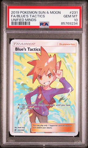 PSA GEM MT 10 Blue's Tactics (231/236) [Sun & Moon: Unified Minds] - 85769234