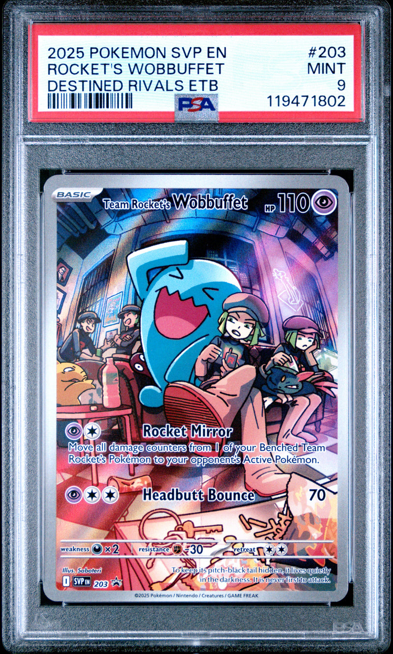 PSA MINT 9 Rocket'S Wobbuffet (203) [Black Star Promo] - 119471802