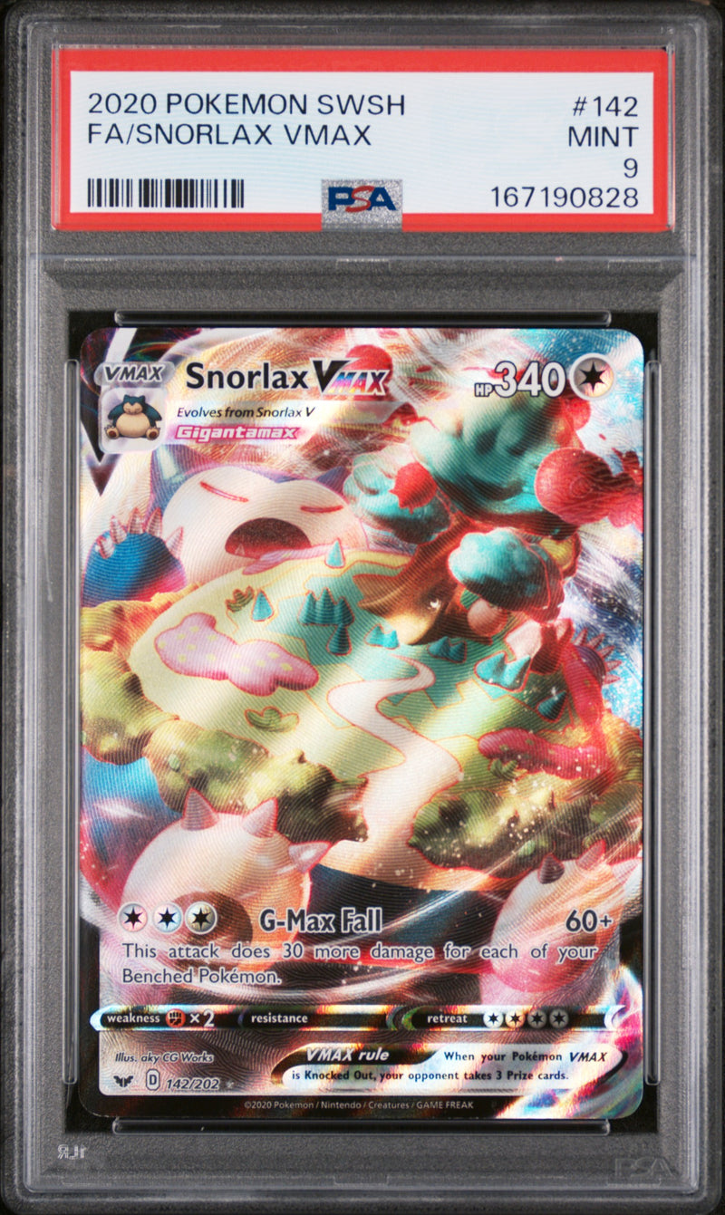 PSA MINT 9 Snorlax Vmax (142/202) [Sword & Shield] - 167190828