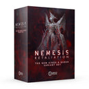 Nemesis Retaliation: The New Kings & Queen Variant Set box featuring a menacing alien creature with skeletal white armor and red accents against a dark, blood-splattered background. 