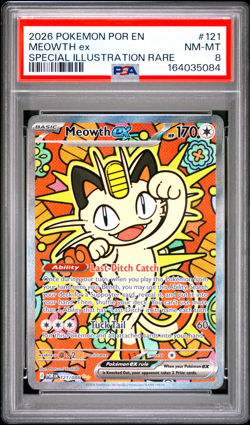 PSA NM-MT 8 Meowth Ex (121/088) [Por En-Perfect Order] - 164035084