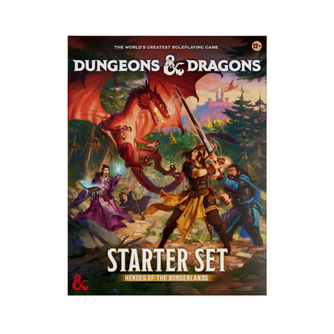 Dungeons & Dragons Starter Set cover with characters engaged in battle with a red dragon