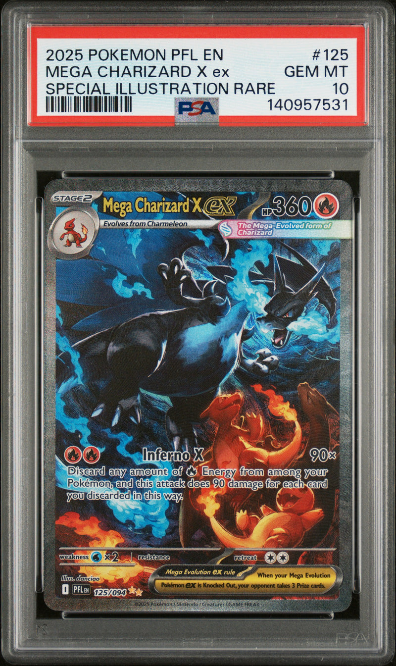 PSA GEM MT 10 Mega Charizard X Ex (125/094) [Pfl En-Phantasmal Flames] - 140957531
