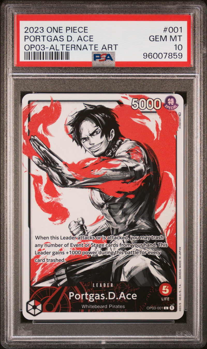 PSA GEM MT 10 Portgas D. Ace [Op03-Pillars Of Strength] - 96007859