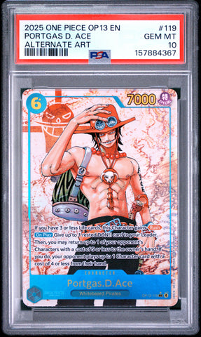 PSA GEM MT 10 Portgas D. Ace [Op13-Carrying On His Will] - 157884367